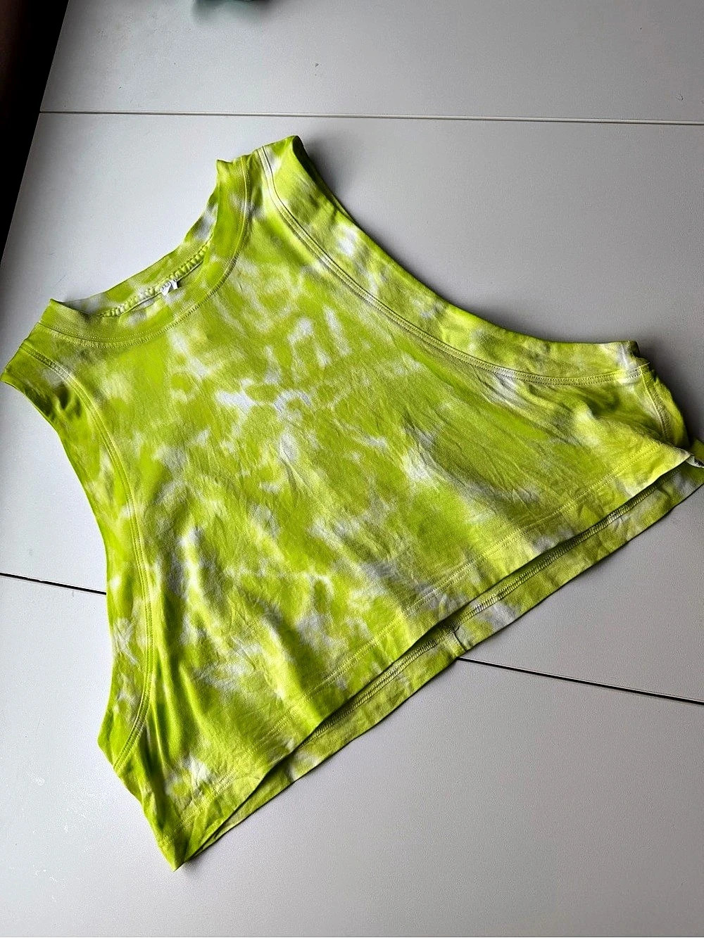 lululemon All Yours Cropped Cotton Tank Top *Tie Dye Green & White Size 6